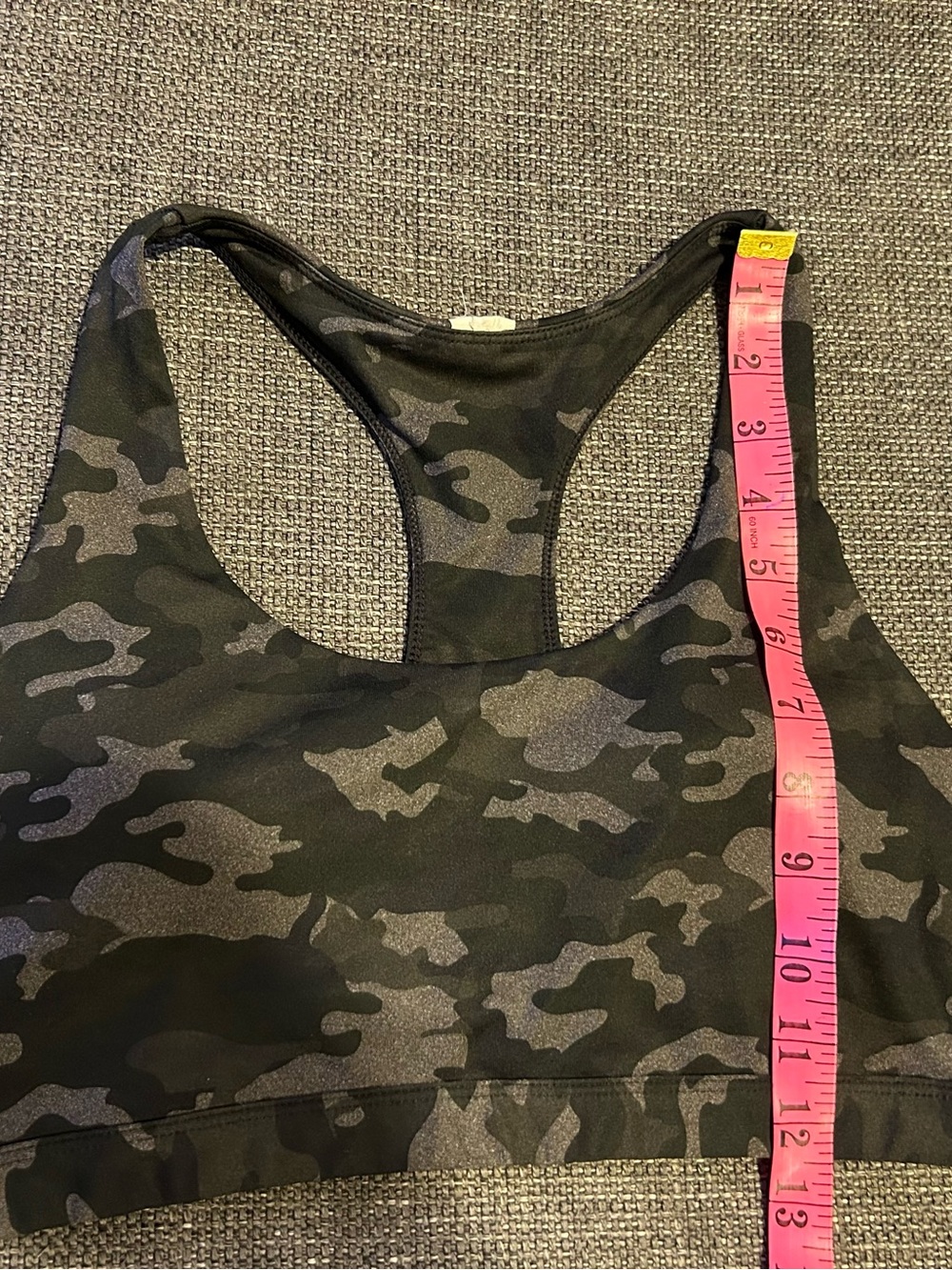 Fabletics Black & Gray Camo Racerback Sports Bra